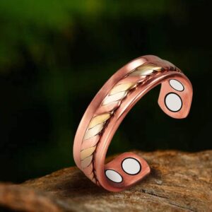 Copper Rings for Women, Magnetic Rings Pure Copper Three -Color Gold Weave Adjustable Therapy Ring, Healthy Copper Jewelry