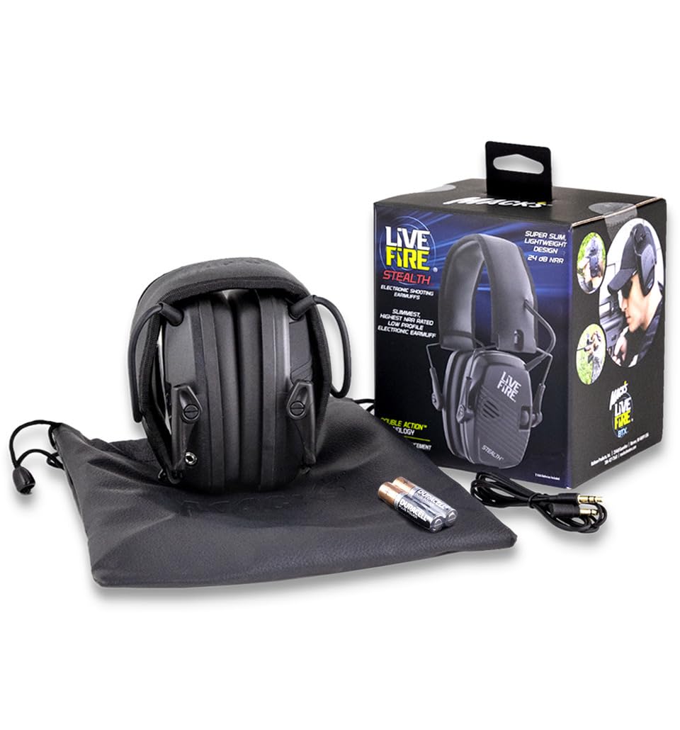 Mack's Live Fire Stealth Electronic Shooting Earmuffs for Hunting, Tactical, Target, Skeet and Trap Shooting