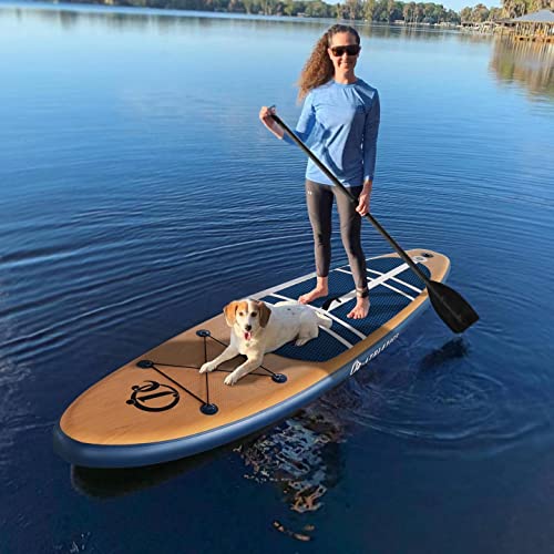 Inflatable Stand Up Paddle Board (6 Inches Thick), ISUP Package W/Premium SUP Accessories & Backpack, Non-Slip Deck,Fins, Adjustable Paddle, Leash, Hand Pump,Standing Boat for Youth & Adult