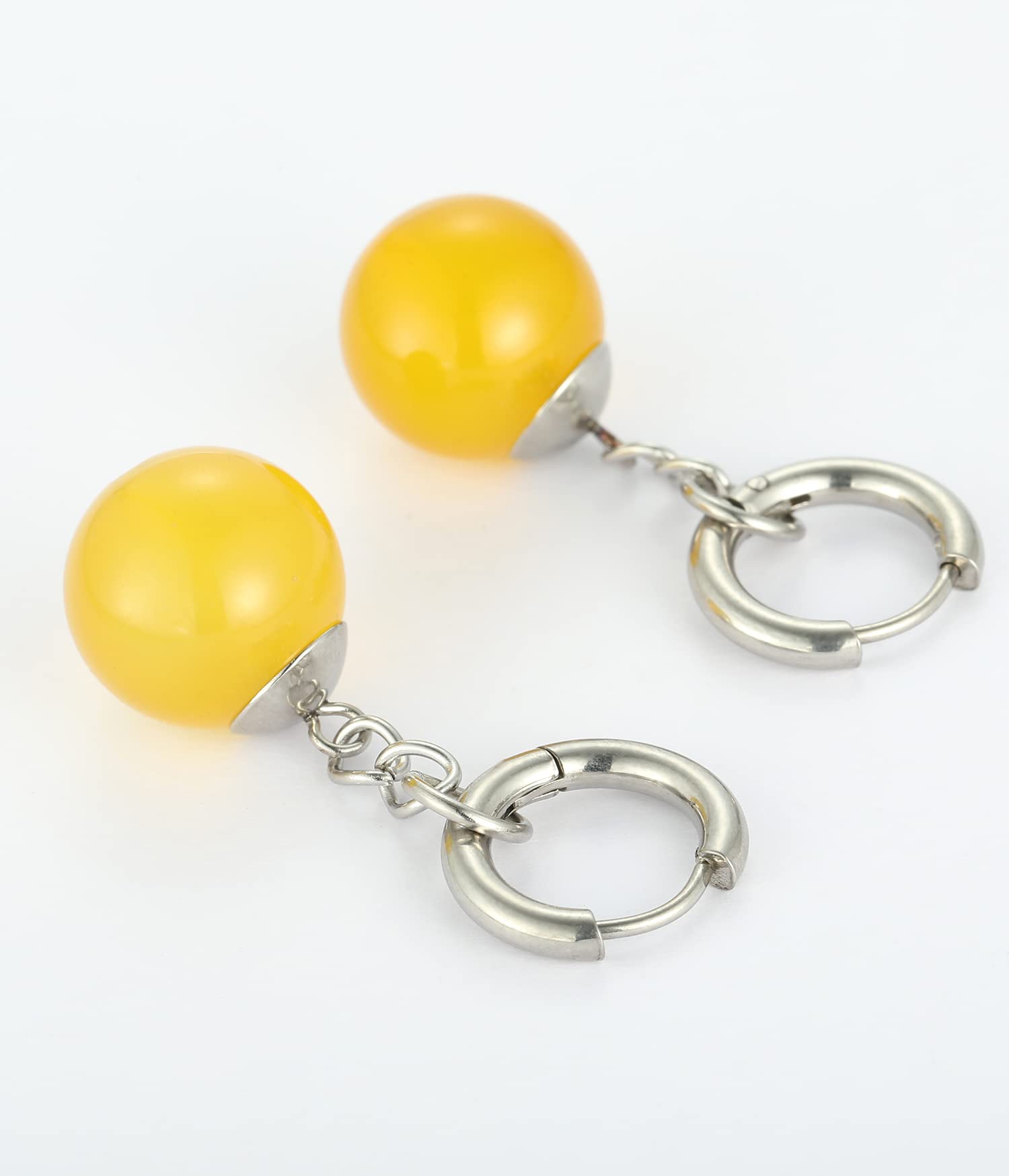 TOKYO HARVEST Natural Gemstone Agate and Stainless Steel Earrings Hypoallergenic & Nickel Free Jewelry (Yellow)