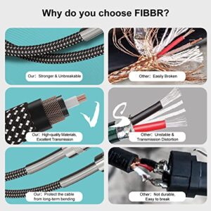 FIBBR 6.35mm to 6.35mm Stereo Audio Cable 3FT/1M, Straight 1/4" TS Audio Guitar Male Jack Instrument Lead with Nylon Braided for Electric Guitar, Bass, Amplifier, Mixer, Keyboard, Speaker