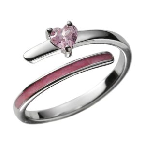 cz pink heart engagement ring for women 925 sterling silver cubic zirconia statement stacking adjustable expandable enamel open band rings comfort fit dainty wedding birthday valentine jewelry