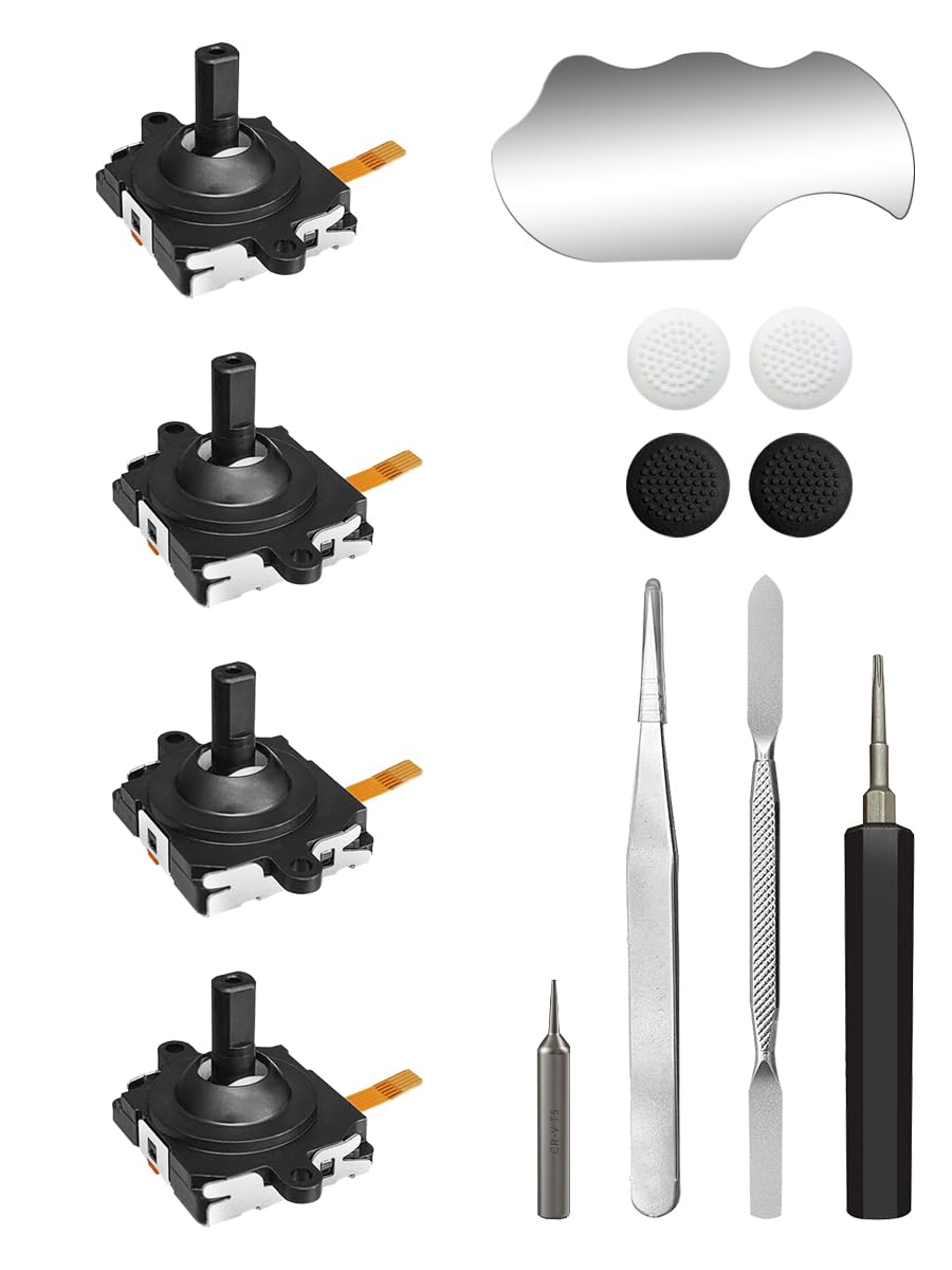 Analog Joystick Repair Kit for Oculus Quest 2 Controller/Meta Quest 2 Controller - Quest 2 Controller Replacement: 4 Joysticks, T5 Screwdriver, Tweezer, Pry Tool, 4 Protective Caps for Oculus 2