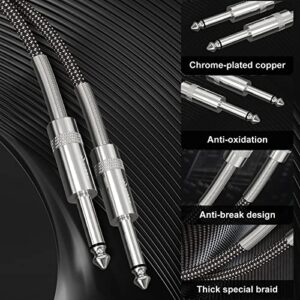 FIBBR 6.35mm to 6.35mm Stereo Audio Cable 3FT/1M, Straight 1/4" TS Audio Guitar Male Jack Instrument Lead with Nylon Braided for Electric Guitar, Bass, Amplifier, Mixer, Keyboard, Speaker