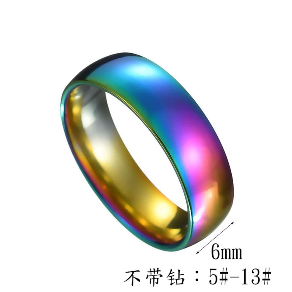 LiFashion Custom Name Couple Rings for him her,2Pcs Stainless Steel Customized Wedding Band Rainbow Colorful CZ Promise Ring Set Personalized His Her Jewelry for Valentine's day Gift