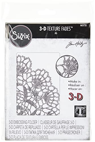 Sizzix 3-D Texture Fades Embossing Folder Doily by Tim Holtz, 665735, Multicolor