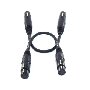 WJSTN Suanqi 3pin XLR Female Microphone Cable XLR to XLR Cables, Female to Female XLR Adapter Cable DMX Cable Patch Cords 2Pack (6in).