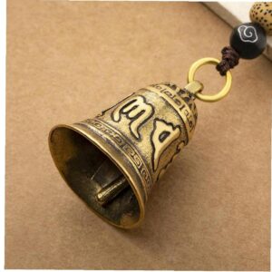 Froiny Vintage Brass Bell Six-Word Bell Keychains Tibetan Buddhist Meditation Bell Lanyard Car Hanging Pendants Accessories 37x28x28mm