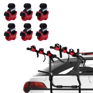 XhuangTech 6pcs/Set Car Bicycle Stand SUV Vehicle Trunk Mount Bike Rack Hitch Stand Storage Carrier Spare Hooks Anti-Degradation Polyester Straps with Alloy Buckles Red&Black