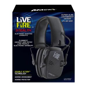 Mack's Live Fire Stealth Electronic Shooting Earmuffs for Hunting, Tactical, Target, Skeet and Trap Shooting