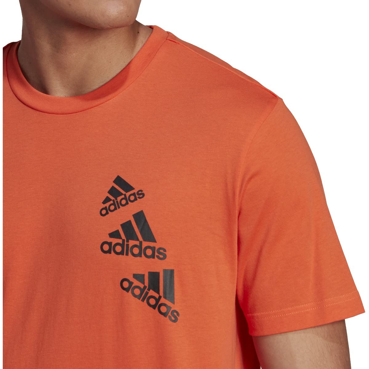 adidas Men's Essentials Brandlove Tee, Semi Impact Orange/Black, Medium