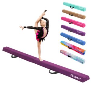 fbsport 8ft balance beam: folding floor gymnastics equipment for kids adults,non slip rubber base, gymnastics beam for training, practice, physical therapy and professional home training, purple