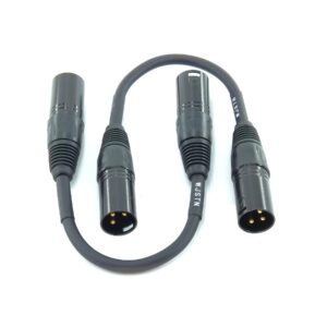 Suanqi 060 XLR Adapter Male to Male, XLR 3pin Male Panel Mount 6 inches 3 pin XLR Extension shunt Cable 2 Pack