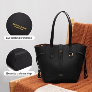 Cnoles Women Purse And Handbags for Women Tote Shoulder Crossbody Satchel Hobo Bags Purse Designer Handbags Genuine Leather Black