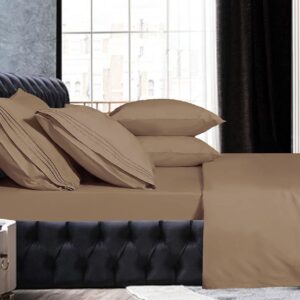 Mocassi Queen Sheet Set - Luxury Hotel 1800 Premier Bedding Sheets & Pillowcases - Ultra Soft Breathable & Cooling Bed Sheets - Deep Pocket - Wrinkle Resistant - 6 Piece Set - Queen, Taupe