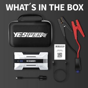 YESPER Car Battery Jump Starter Protable - 1550A Peak Auto Battery Booster Pack Jump Box for 12V Vehicles(Up to 8.0L Gas/6.0L Diesel Engine), DSLI Safe Tech and with PD 15W & DC 15V Port（YJS15）