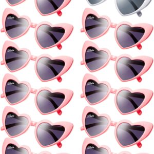 Flutesan 12 Pairs Heart Shaped Sunglasses Bachelorette Party Sunglasses Bride Bridesmaid Glasses Wedding Decor(White, Pink)