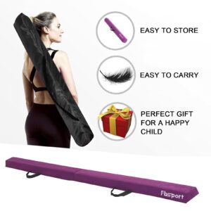 FBSPORT 8ft Balance Beam: Folding Floor Gymnastics Equipment for Kids Adults,Non Slip Rubber Base, Gymnastics Beam for Training, Practice, Physical Therapy and Professional Home Training, Purple