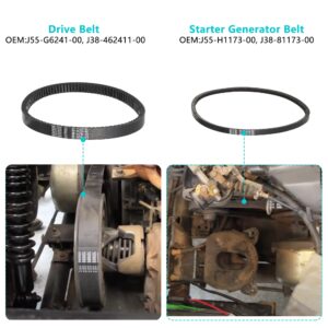 10L0L Golf Cart Tune Up Kit with Starter Generator Belt & Drive Belt for Yamaha 1996-up G16 G19 G22 & 2012-up G29 Gas Model W/ 4 Cycle 301cc 357cc Engine Air Filter Pre Filter Fuel Filter Spark Plug