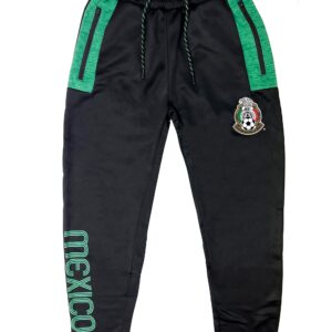 Men's Mexico Sweatpants with Zipper Pockets, Mexico National Football Team Jogger Pants (XX-Large) Black