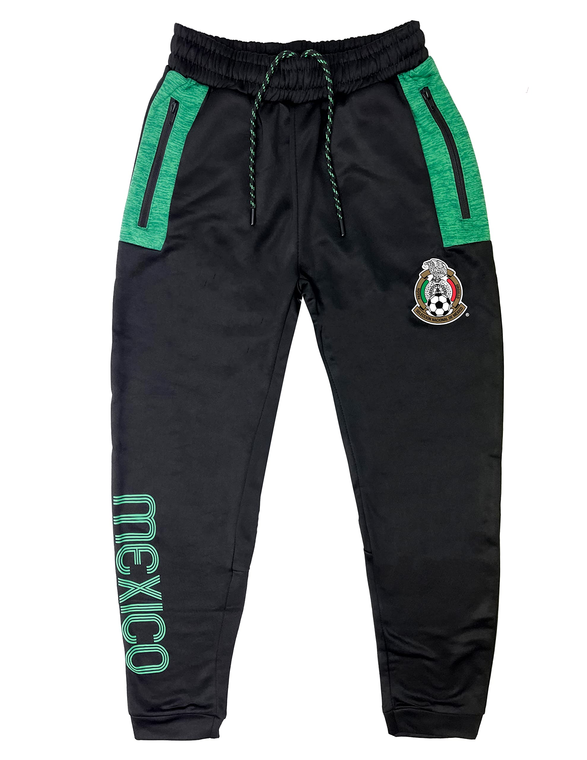 Men's Mexico Sweatpants with Zipper Pockets, Mexico National Football Team Jogger Pants (XX-Large) Black