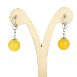 TOKYO HARVEST Natural Gemstone Agate and Stainless Steel Earrings Hypoallergenic & Nickel Free Jewelry (Yellow)