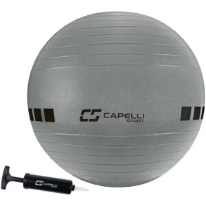 Capelli Sport Exercise Ball for Yoga, Balance Ball, Pilates, Anti Burst Slip Resistant, Quick Pump, Silver, 65 cm, Large (CSEF-1019)