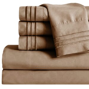 Mocassi Queen Sheet Set - Luxury Hotel 1800 Premier Bedding Sheets & Pillowcases - Ultra Soft Breathable & Cooling Bed Sheets - Deep Pocket - Wrinkle Resistant - 6 Piece Set - Queen, Taupe