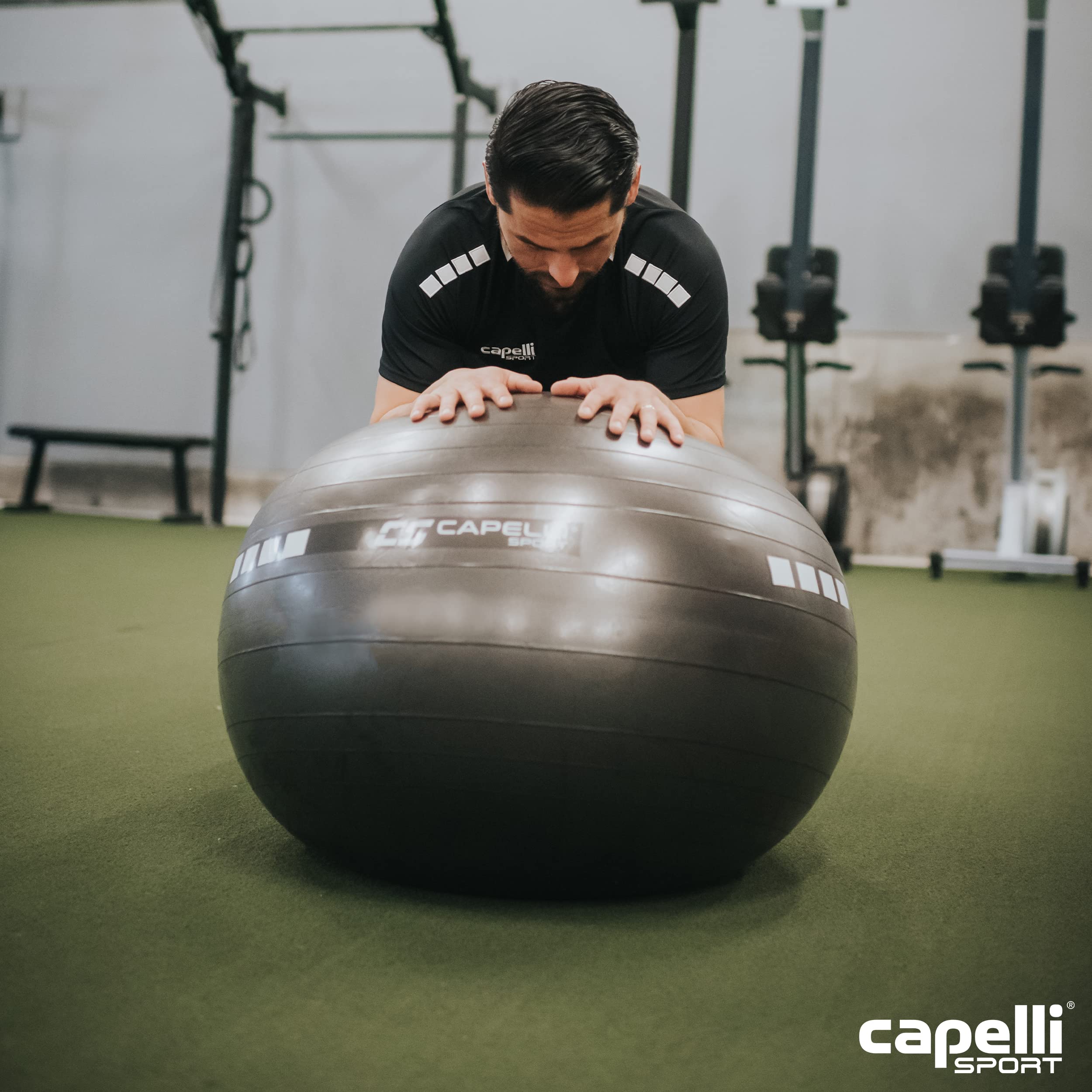 Capelli Sport Exercise Ball for Yoga, Balance Ball, Pilates, Anti Burst Slip Resistant, Quick Pump, Black, 75 cm