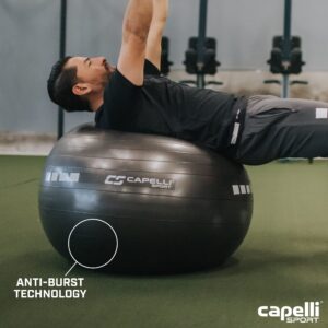 Capelli Sport Exercise Ball for Yoga, Balance Ball, Pilates, Anti Burst Slip Resistant, Quick Pump, Black, 75 cm