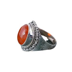 girivar creations carnelian ring 925 solid sterling silver ring for women & men handmade ring gemstone ring engagement ring orange stone ring eternity band ring boho gift (9)