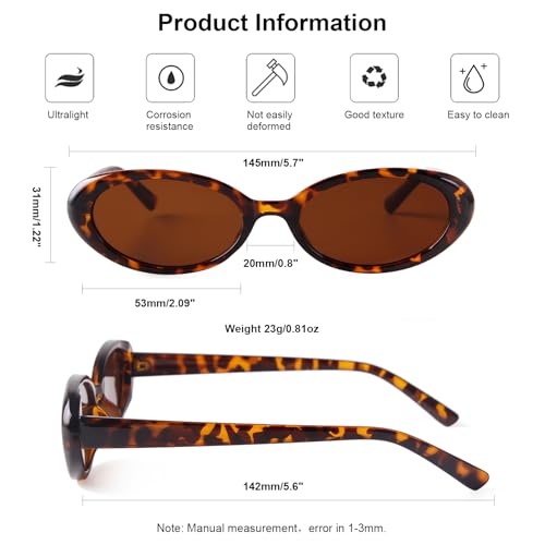 Laurinny Oval Sunglasses for Women Men Trendy 90s Retro Small Oval Sunglasses Tiny Skinny Glasses