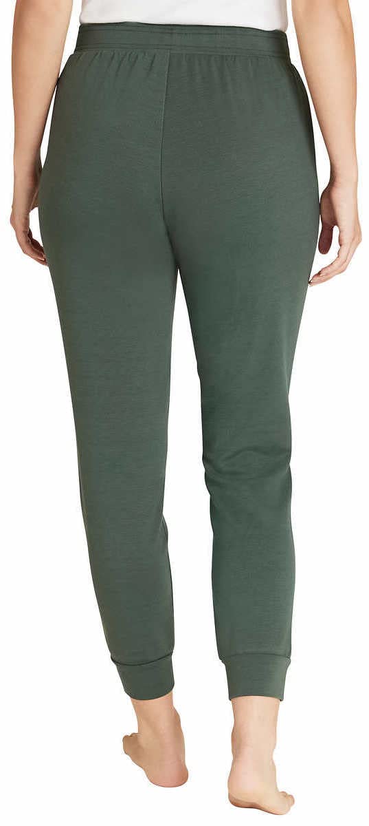 Eddie Bauer Womens 2 Pack Fleece Lounge Joggers (Medium, Black/Heather Olive)