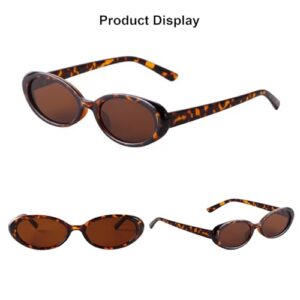 Laurinny Oval Sunglasses for Women Men Trendy 90s Retro Small Oval Sunglasses Tiny Skinny Glasses