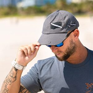 Born of Water Scuba Dive Flag Distressed Hat: Mens Low Profile Hat - Gray