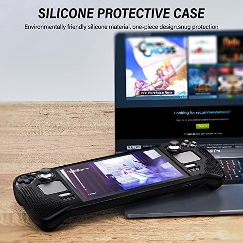 Benazcap Case for Steam Deck OLED 2023/Steam Deck 2021, Full Body Silicone Protective Cover Case, Compatible with Steam Deck OLED/Steam Deck - Black