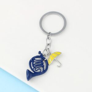 How I Met Your Mother Keychain, Blue French Horn Trumpet Yellow Umbrella Pendant Key Chains Keyring Gifts for Women Men Keys Holder