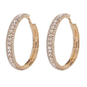 wekicici rhinestone hoop earrings large hoop earrings with rhinestone crystal hoop earrings earrings on party or daily wear for women(silver)