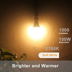 Qualilux Dusk to Dawn Light Bulbs 1000 Lumen, Soft White, LED 12W, Non-Dimmable, A19 E26, 2-Pack, HQ-H021