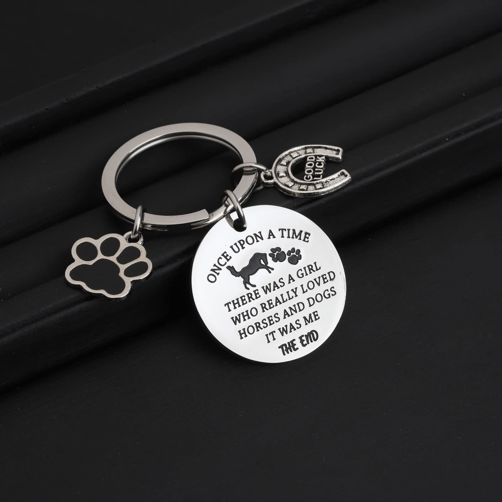 ENSIANTH Dog Lover Keychain Horse Riding Gift for Dog Mom Horse Lover Animal Lover Gift (Horse Dog Lover)