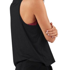 LASLULU Womens Sleeveless Tank Tops Workout Yoga Halter Neck Tops Loose Athletic Sport Shirts Muscle Casual Crop Tops for Teen Girls(Black Medium)