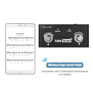 Lerodite Page Pedal Turner, External Pedal Controller,Music Score Control the Turning Function Page Up Page Down for Guitar Effect Pedal,Tablet,Mobile Phone