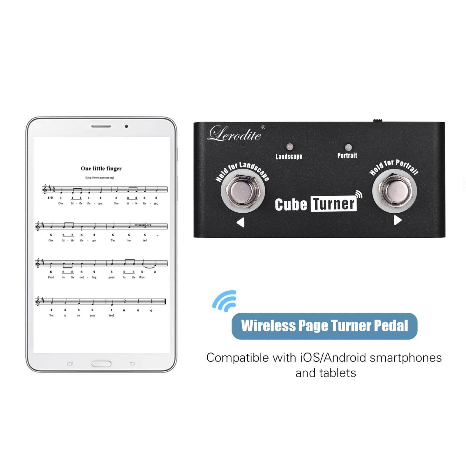 Lerodite Page Pedal Turner, External Pedal Controller,Music Score Control the Turning Function Page Up Page Down for Guitar Effect Pedal,Tablet,Mobile Phone