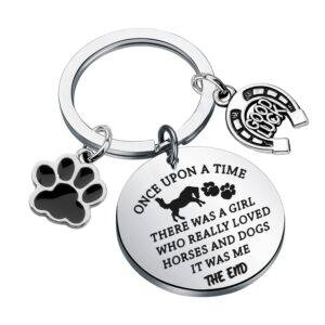 ensianth dog lover keychain horse riding gift for dog mom horse lover animal lover gift (horse dog lover)