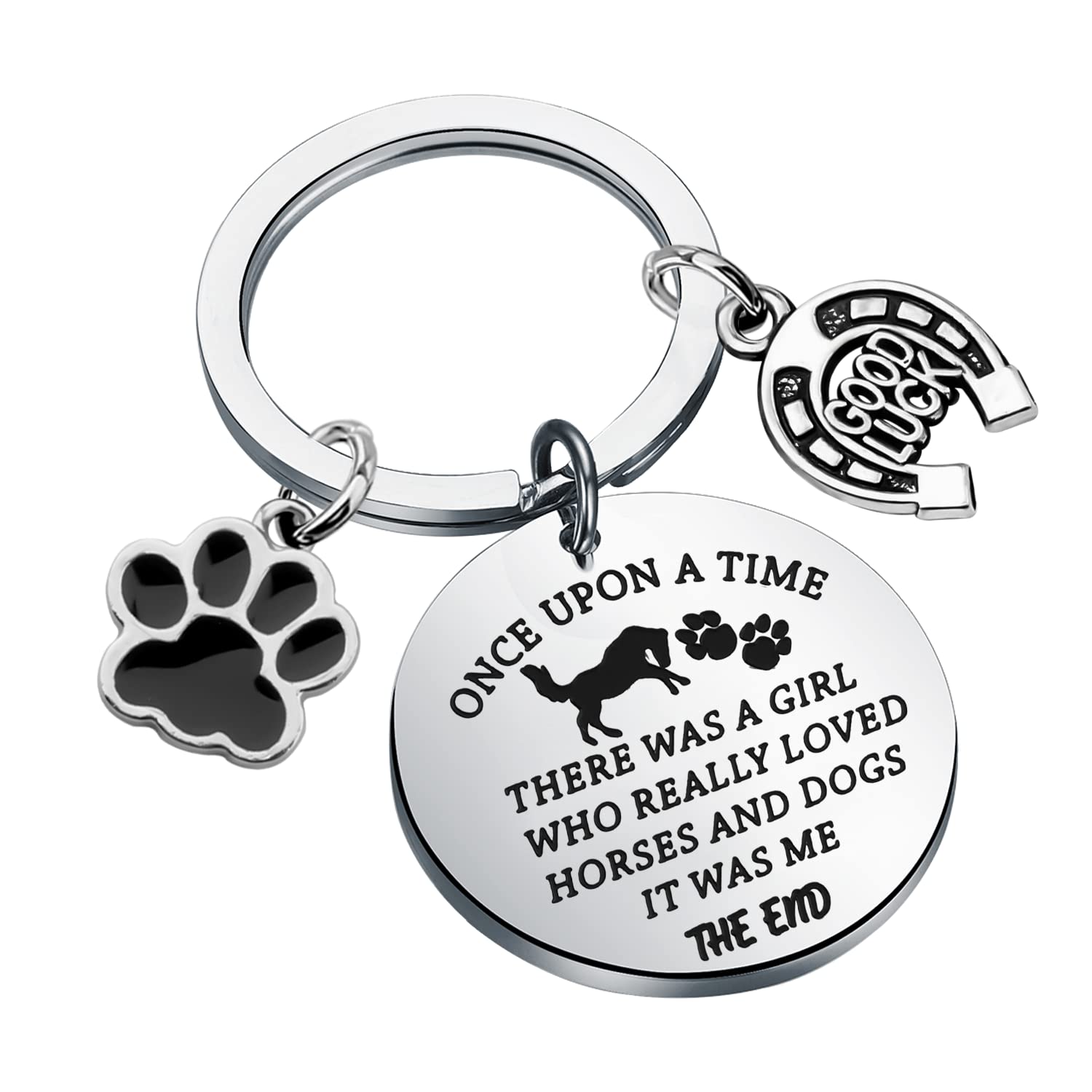 ENSIANTH Dog Lover Keychain Horse Riding Gift for Dog Mom Horse Lover Animal Lover Gift (Horse Dog Lover)