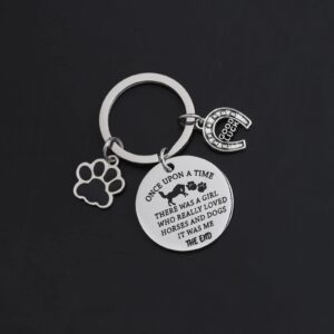 ENSIANTH Dog Lover Keychain Horse Riding Gift for Dog Mom Horse Lover Animal Lover Gift (Horse Dog Lover)