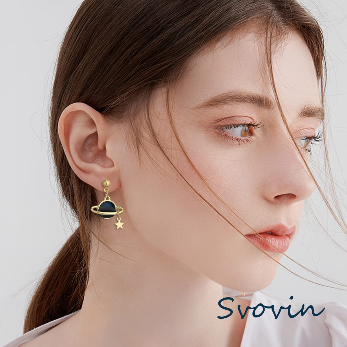 Svovin 16 Pairs Moon Star Earrings for Women Dangle Earth Planet Asymmetrical Drop Earrings Astronaut Spaceman Stud Earrings Jewelry