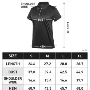 Women's Polo Tee Dry Fit Golf Shirt Moisture Wicking Short Sleeve Sport Activewear Golf Polo Tops Collar with Buttons Workout Black/White/Pink M