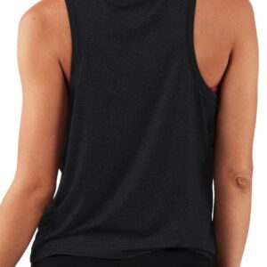 LASLULU Womens Sleeveless Tank Tops Workout Yoga Halter Neck Tops Loose Athletic Sport Shirts Muscle Casual Crop Tops for Teen Girls(Black Medium)