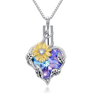 toupop sunflower necklace for ashes s925 silver sterling with crystal cremation jewlry for women